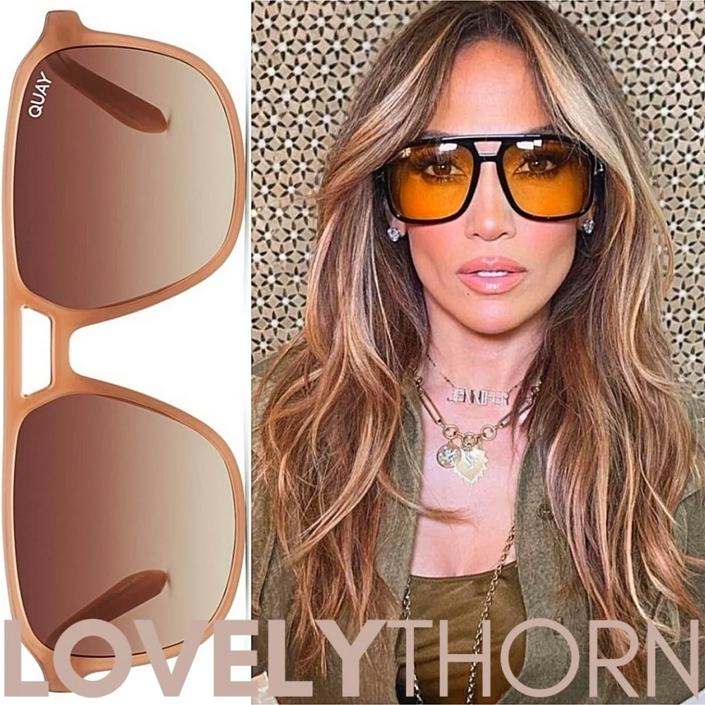 QUAY // ltd ed retro-chic plastic oat frame brown fade lens aviators jlo - Picture 9 of 16